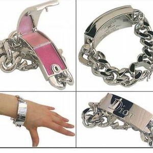 Dior gourmette chain bracelet with lipglosses